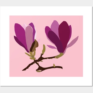 Magnolia Flowers pink Posters and Art